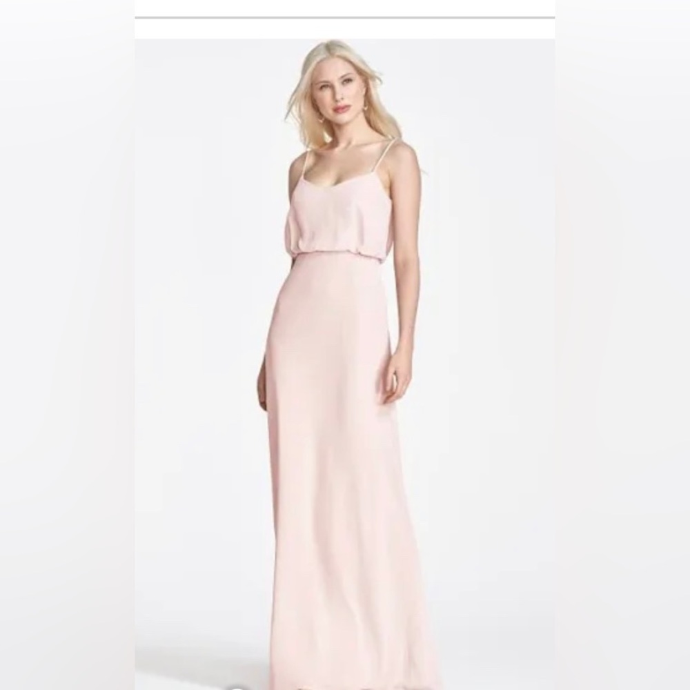 NWT Pink Tulip Wtoo By Watters Long Formal  Bridesmaid Prom Wedding Dress Sz L